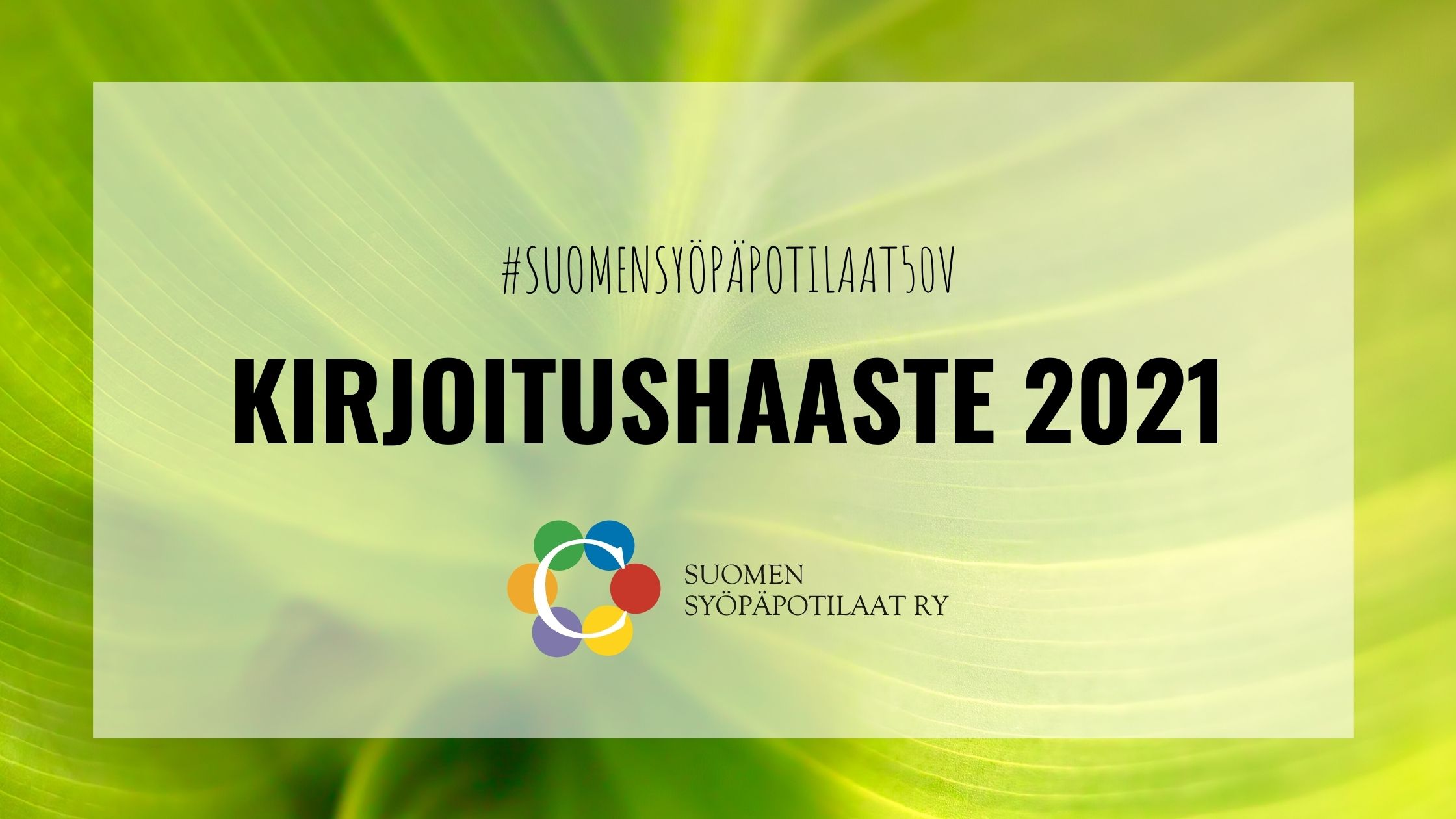 Tekstikuva, jossa lukee KIRJOITUSHAASTE 2021