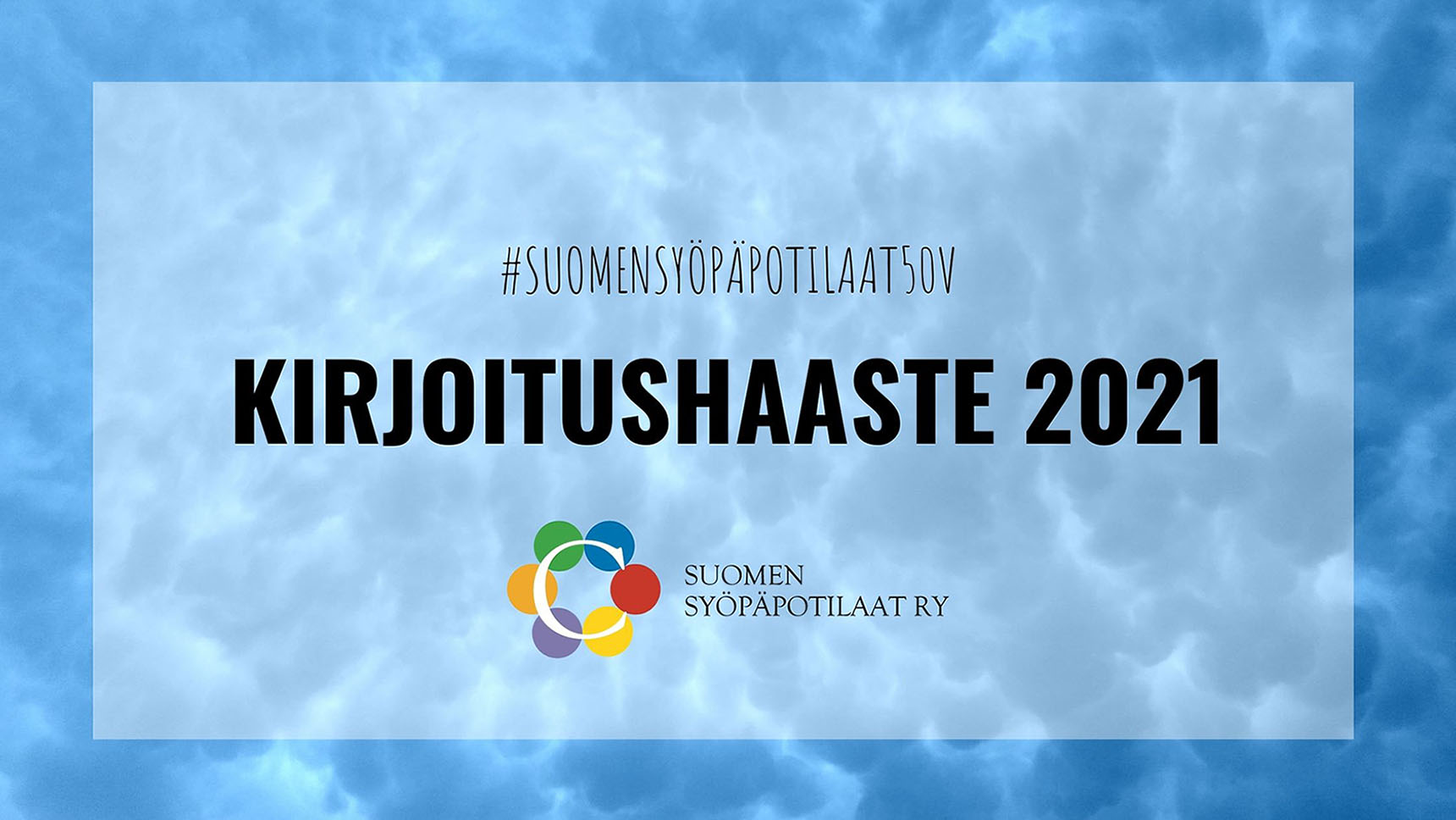 Tekstikuva, jossa lukee KIRJOITUSHAASTE 2021